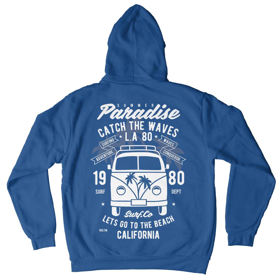 Catch The Waves Surfing Van Mens Hoodie With Pocket Surf B393
