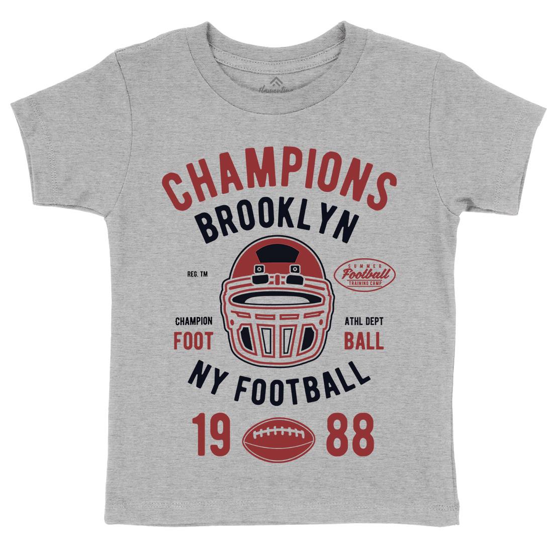 Champion Brooklyn Football Kids Crew Neck T-Shirt Sport B394