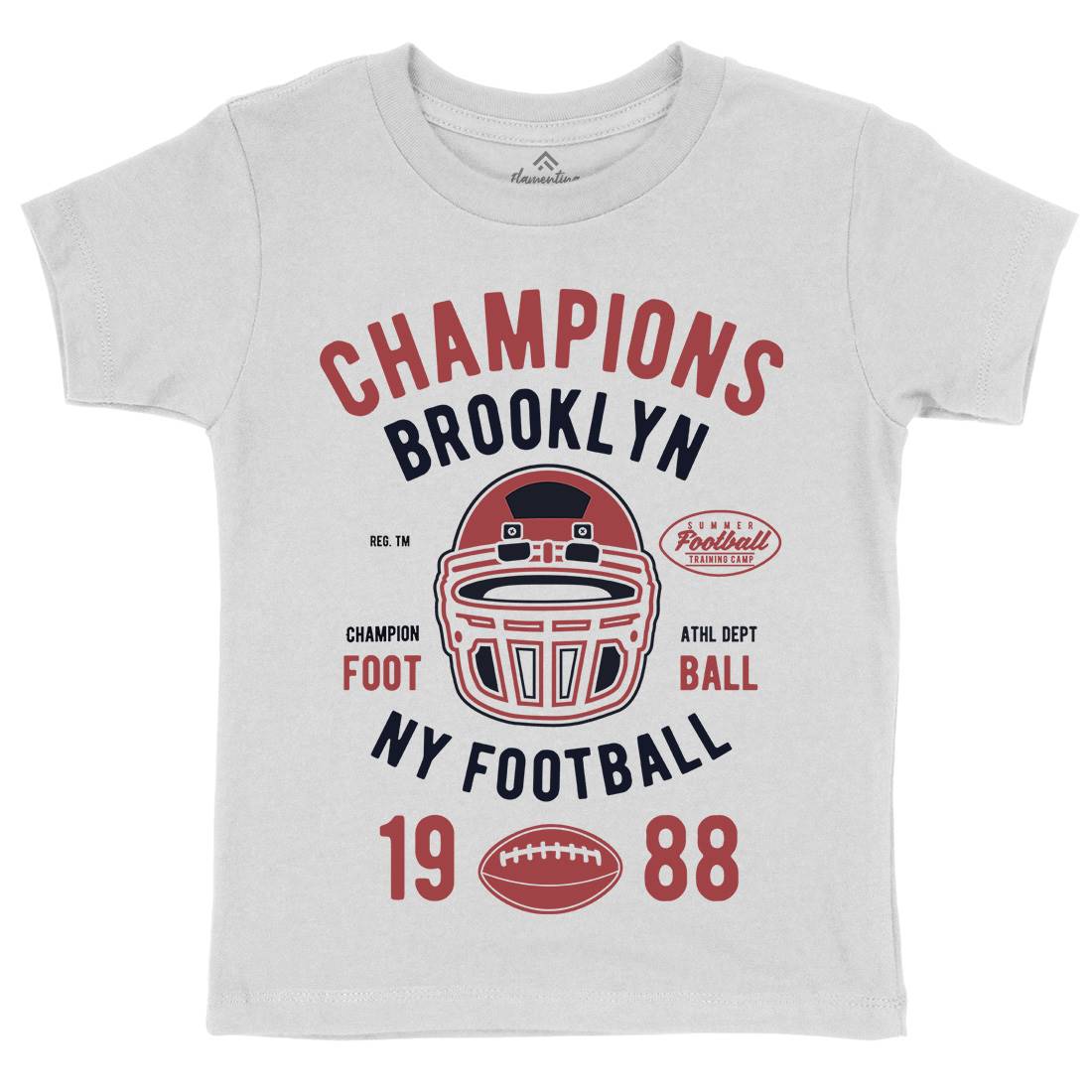 Champion Brooklyn Football Kids Crew Neck T-Shirt Sport B394