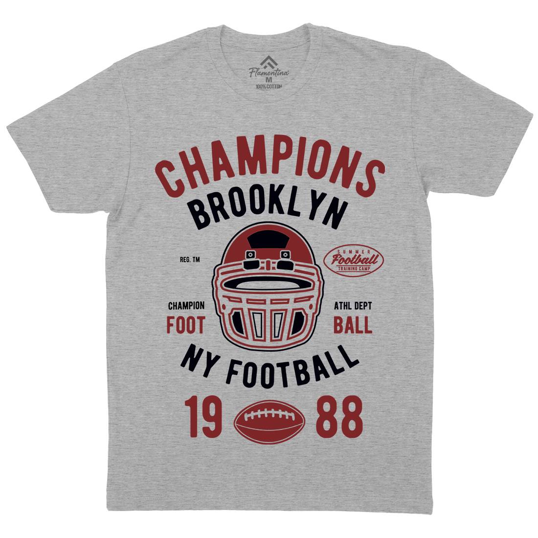 Champion Brooklyn Football Mens Organic Crew Neck T-Shirt Sport B394