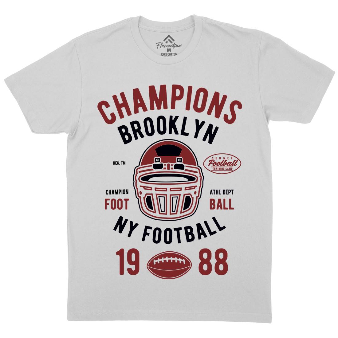 Champion Brooklyn Football Mens Crew Neck T-Shirt Sport B394