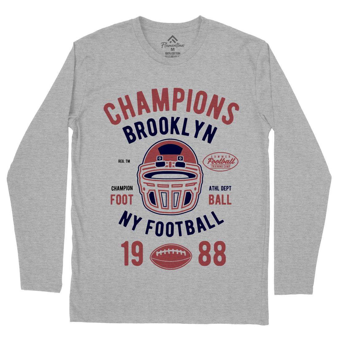 Champion Brooklyn Football Mens Long Sleeve T-Shirt Sport B394