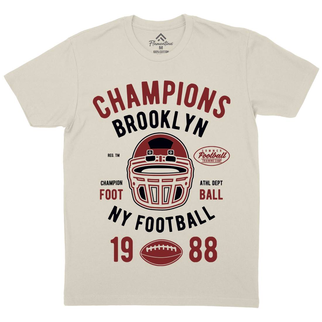 Champion Brooklyn Football Mens Organic Crew Neck T-Shirt Sport B394