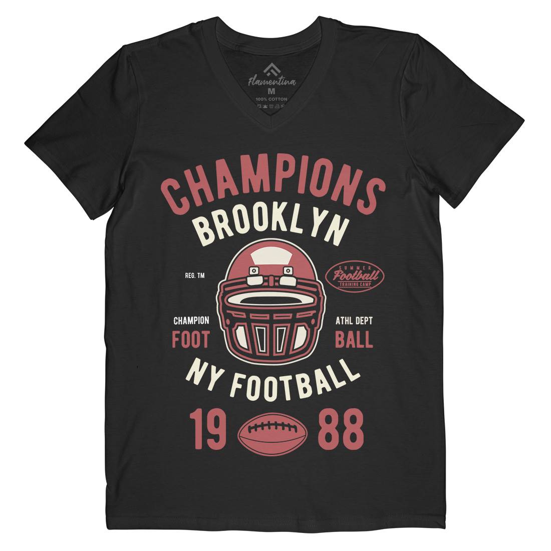 Champion Brooklyn Football Mens Organic V-Neck T-Shirt Sport B394