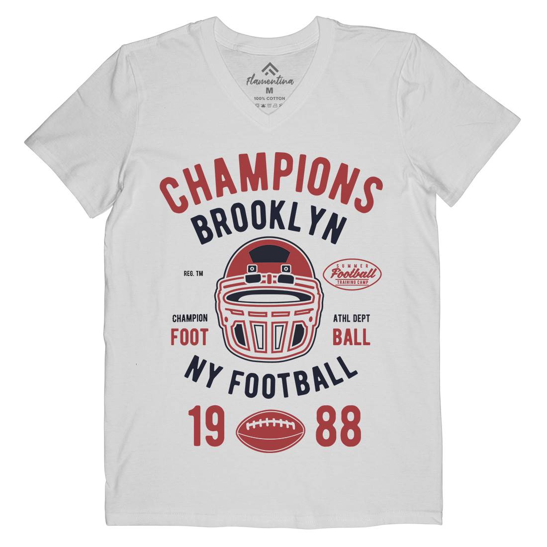 Champion Brooklyn Football Mens V-Neck T-Shirt Sport B394