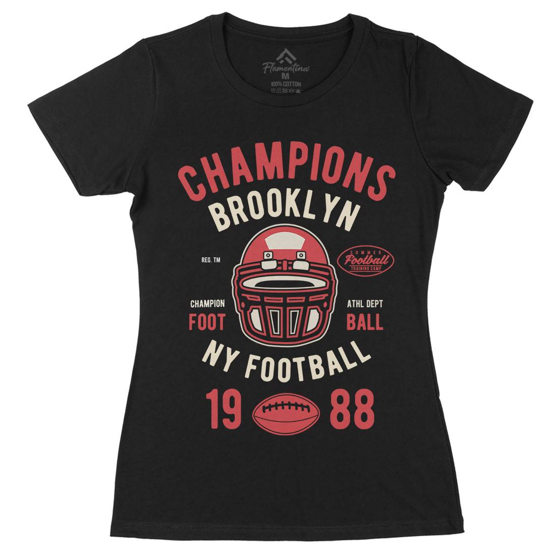 Champion Brooklyn Football Womens Organic Crew Neck T-Shirt Sport B394