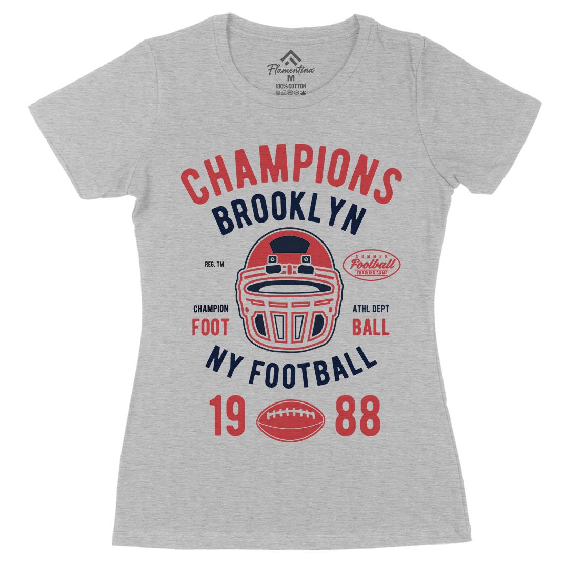 Champion Brooklyn Football Womens Organic Crew Neck T-Shirt Sport B394