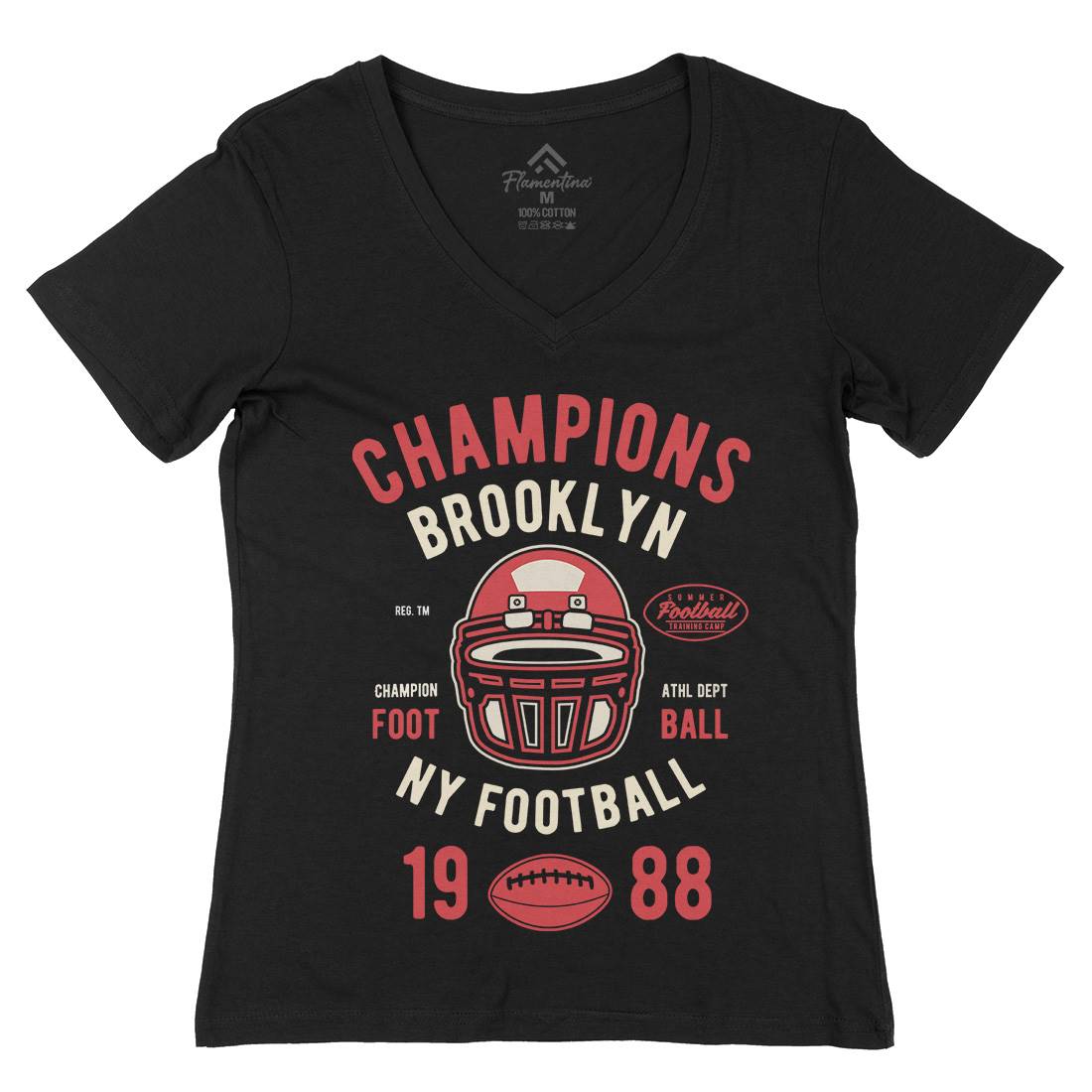 Champion Brooklyn Football Womens Organic V-Neck T-Shirt Sport B394