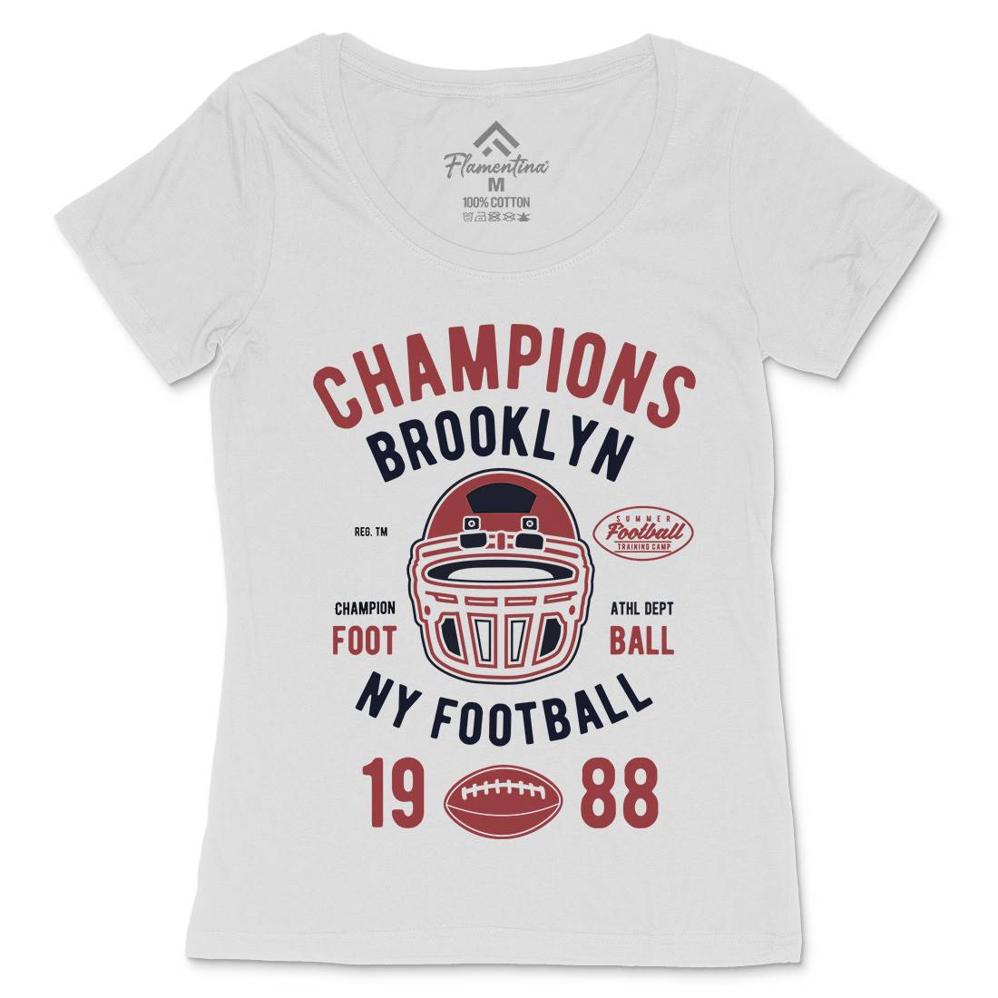 Champion Brooklyn Football Womens Scoop Neck T-Shirt Sport B394