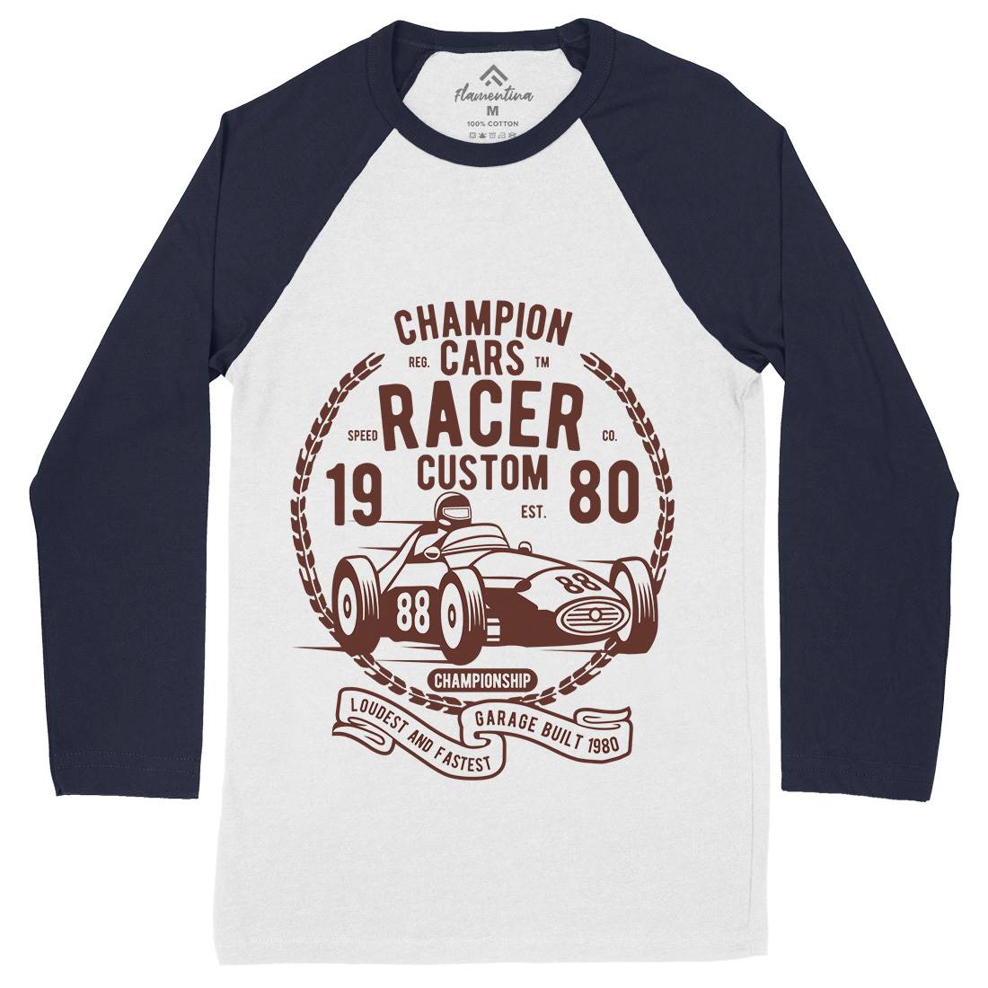 Champion Cars Racer Mens Long Sleeve Baseball T-Shirt Cars B395