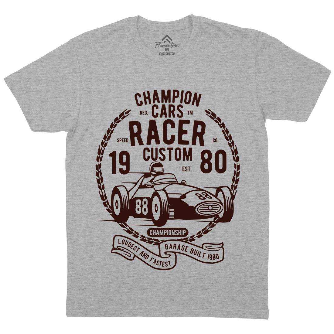 Champion Cars Racer Mens Organic Crew Neck T-Shirt Cars B395