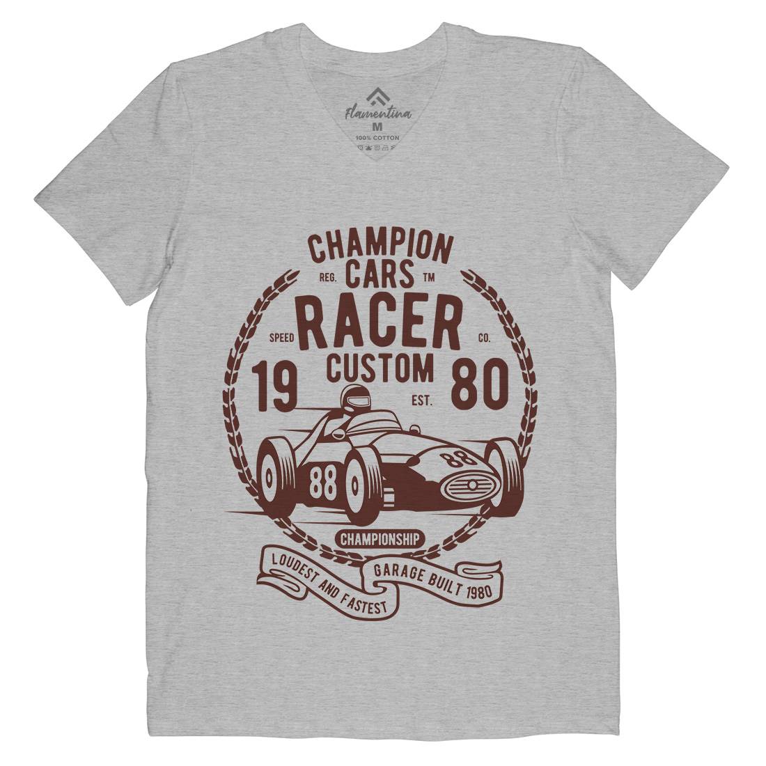 Champion Cars Racer Mens Organic V-Neck T-Shirt Cars B395