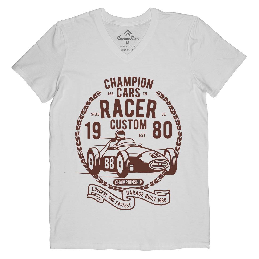 Champion Cars Racer Mens Organic V-Neck T-Shirt Cars B395
