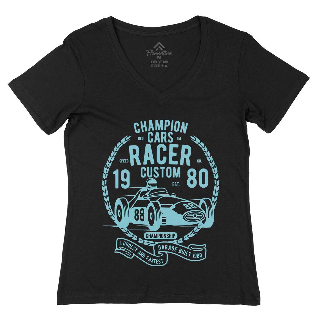 Champion Cars Racer Womens Organic V-Neck T-Shirt Cars B395