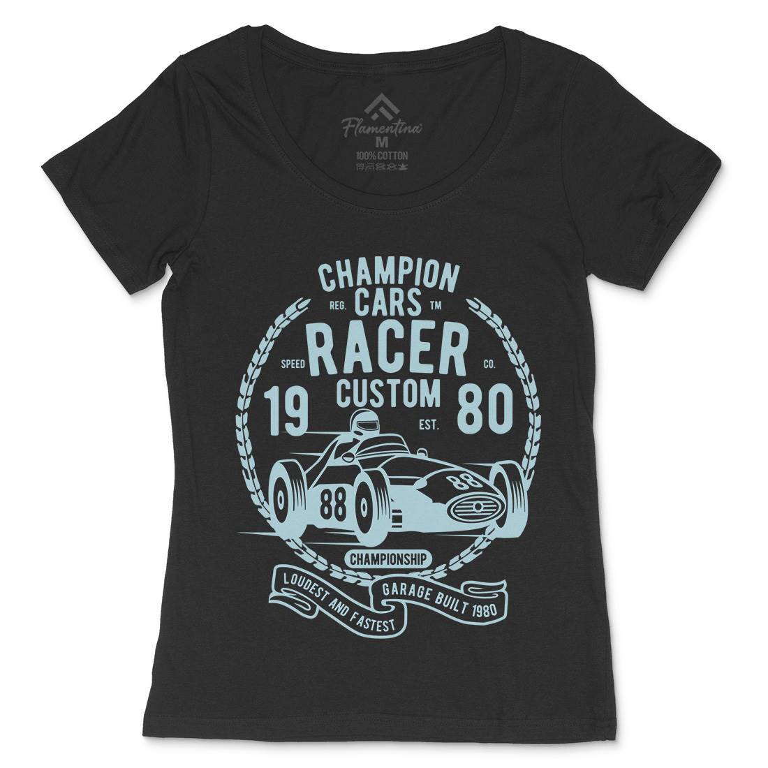 Champion Cars Racer Womens Scoop Neck T-Shirt Cars B395
