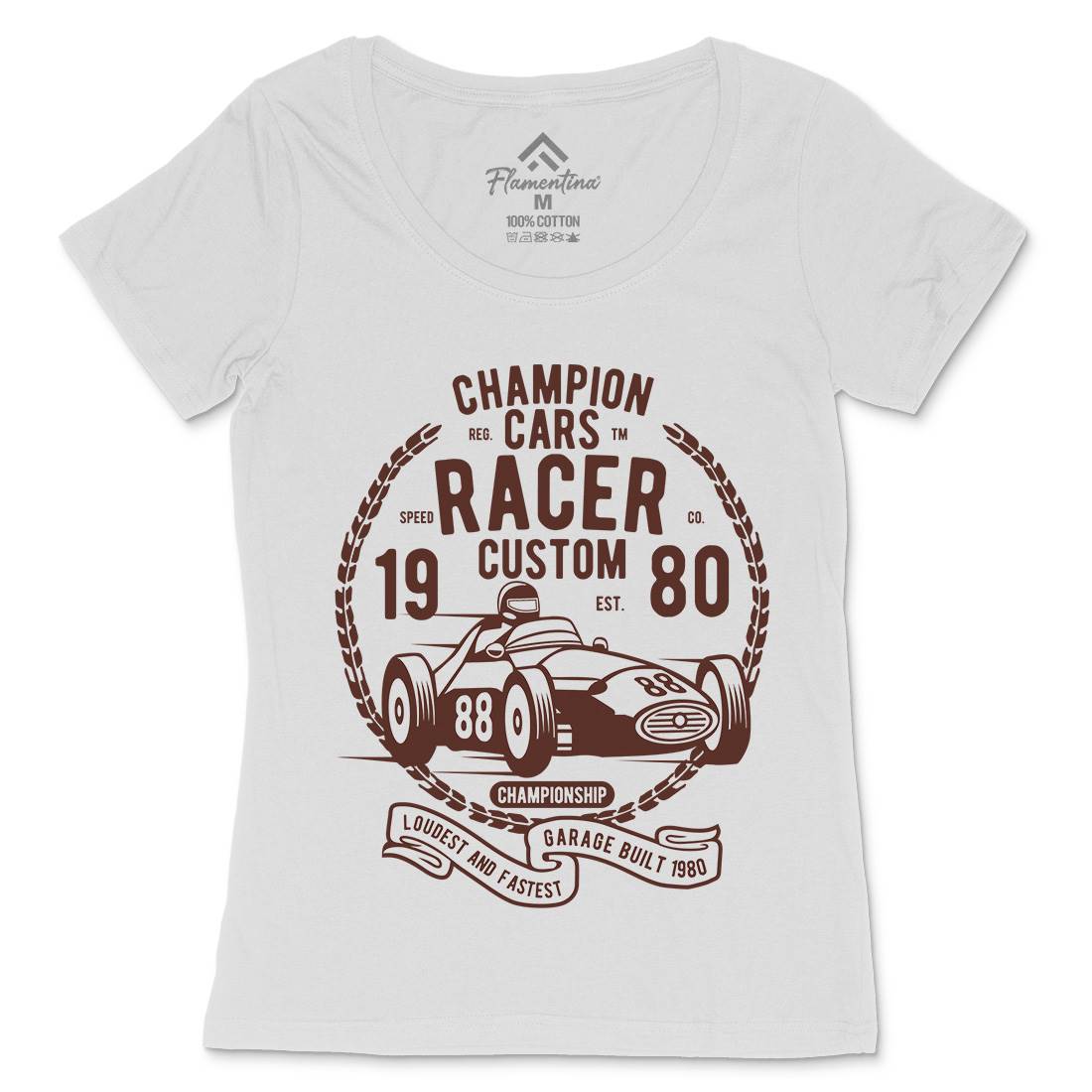 Champion Cars Racer Womens Scoop Neck T-Shirt Cars B395