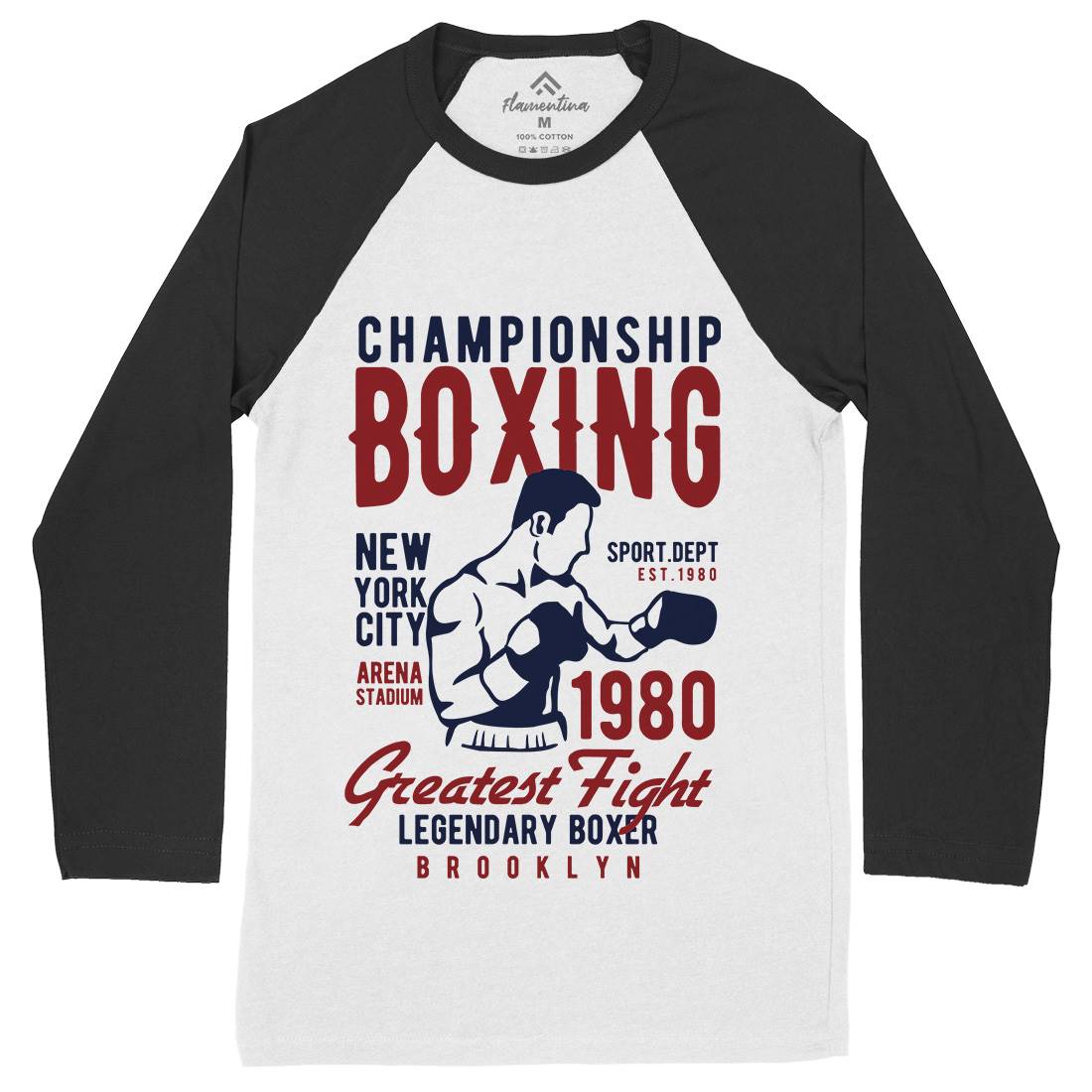 Championship Boxing Mens Long Sleeve Baseball T-Shirt Sport B396