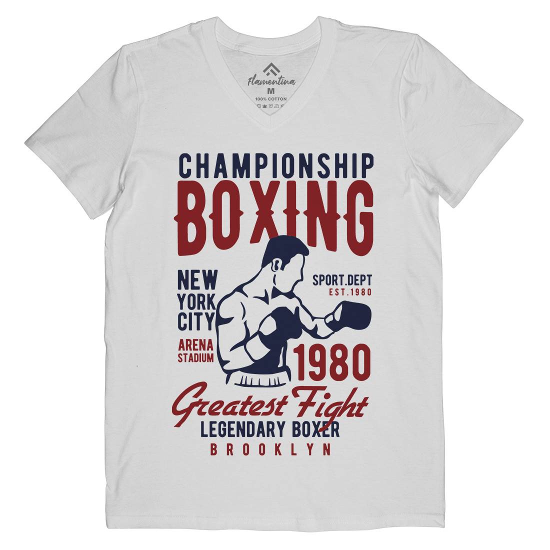 Championship Boxing Mens Organic V-Neck T-Shirt Sport B396