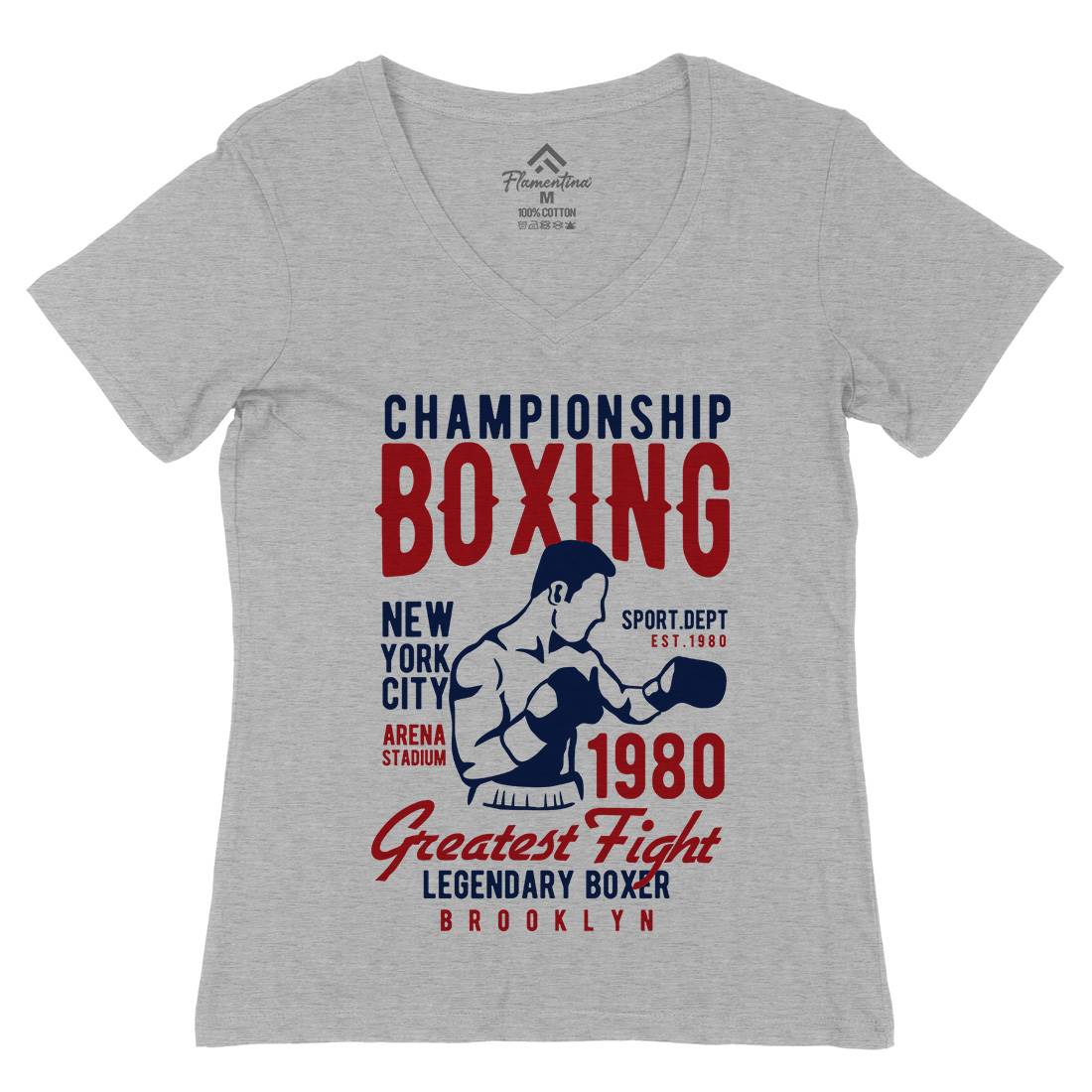 Championship Boxing Womens Organic V-Neck T-Shirt Sport B396