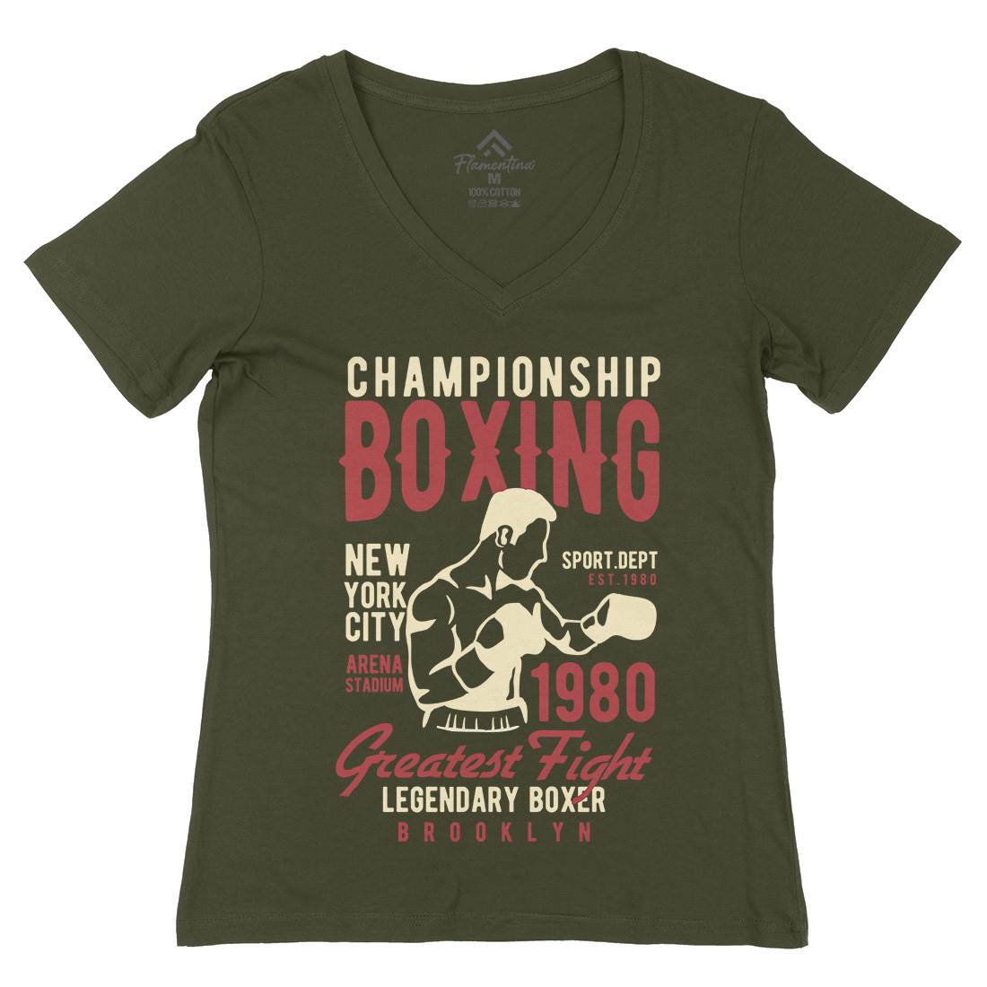 Championship Boxing Womens Organic V-Neck T-Shirt Sport B396