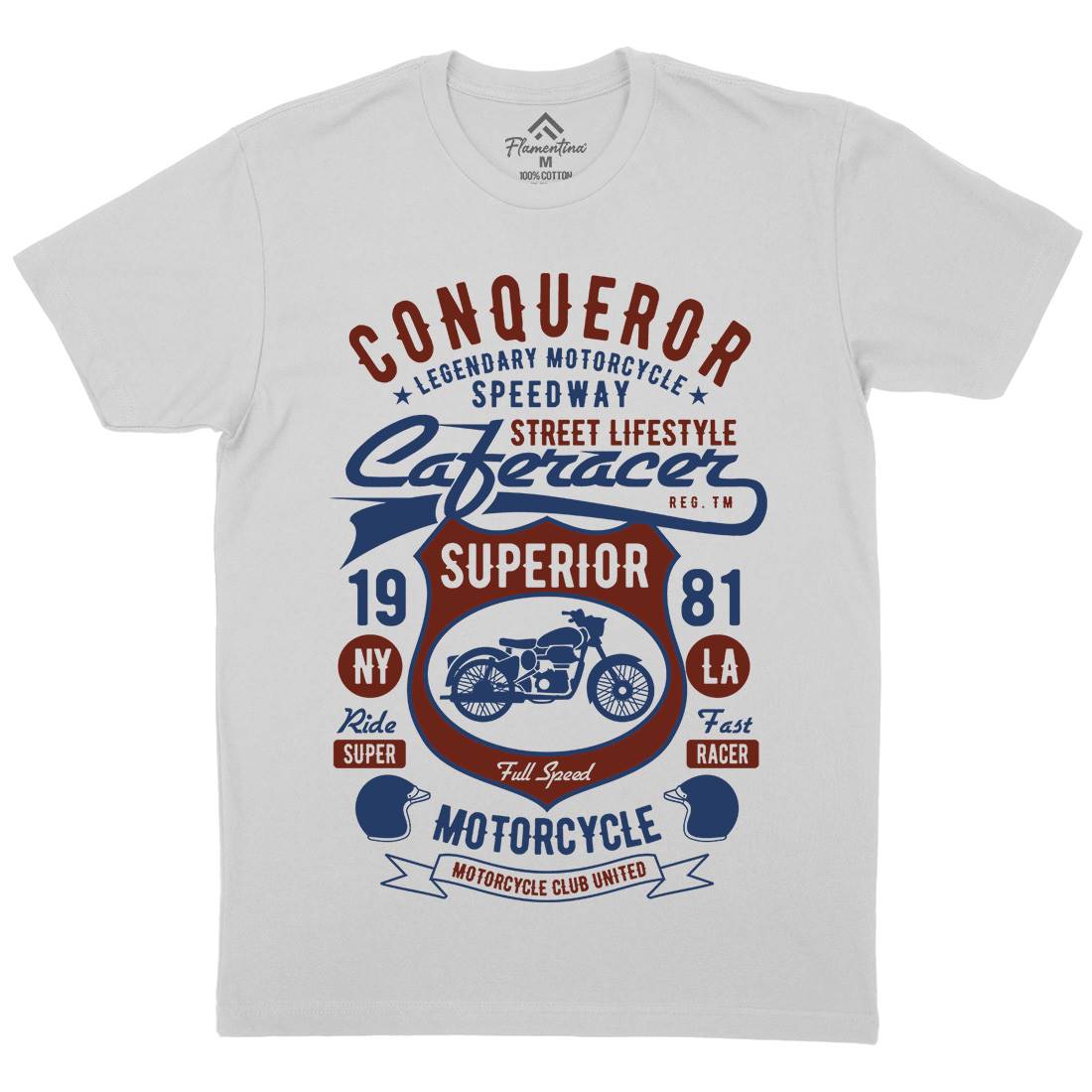 Conqueror Speedway Mens Crew Neck T-Shirt Motorcycles B398
