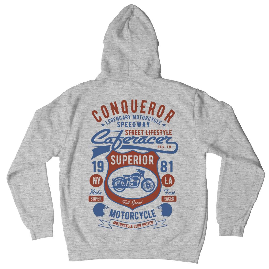 Conqueror Speedway Mens Hoodie With Pocket Motorcycles B398