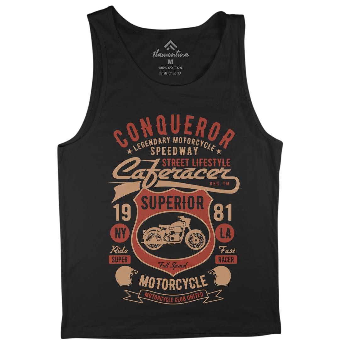 Conqueror Speedway Mens Tank Top Vest Motorcycles B398
