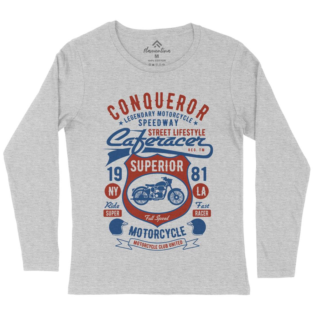 Conqueror Speedway Womens Long Sleeve T-Shirt Motorcycles B398