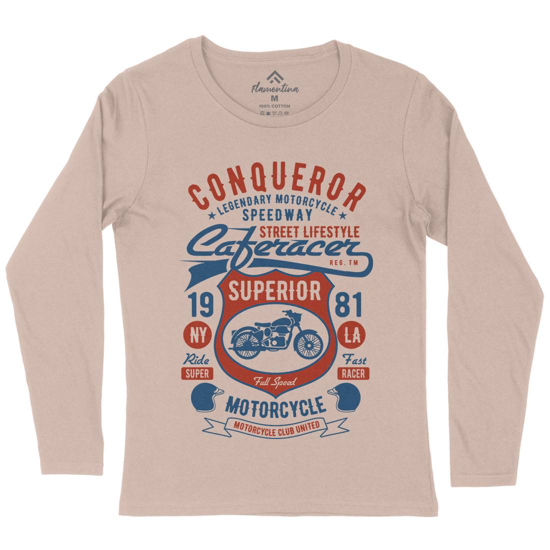 Conqueror Speedway Womens Long Sleeve T-Shirt Motorcycles B398