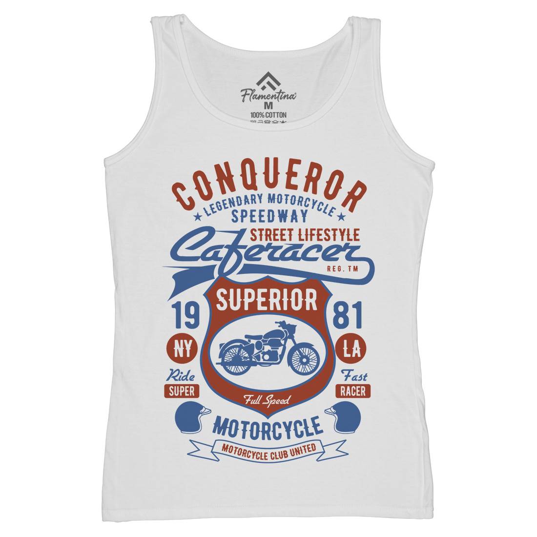 Conqueror Speedway Womens Organic Tank Top Vest Motorcycles B398