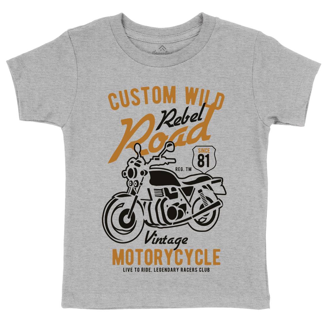 Custom Wild Kids Organic Crew Neck T-Shirt Motorcycles B399