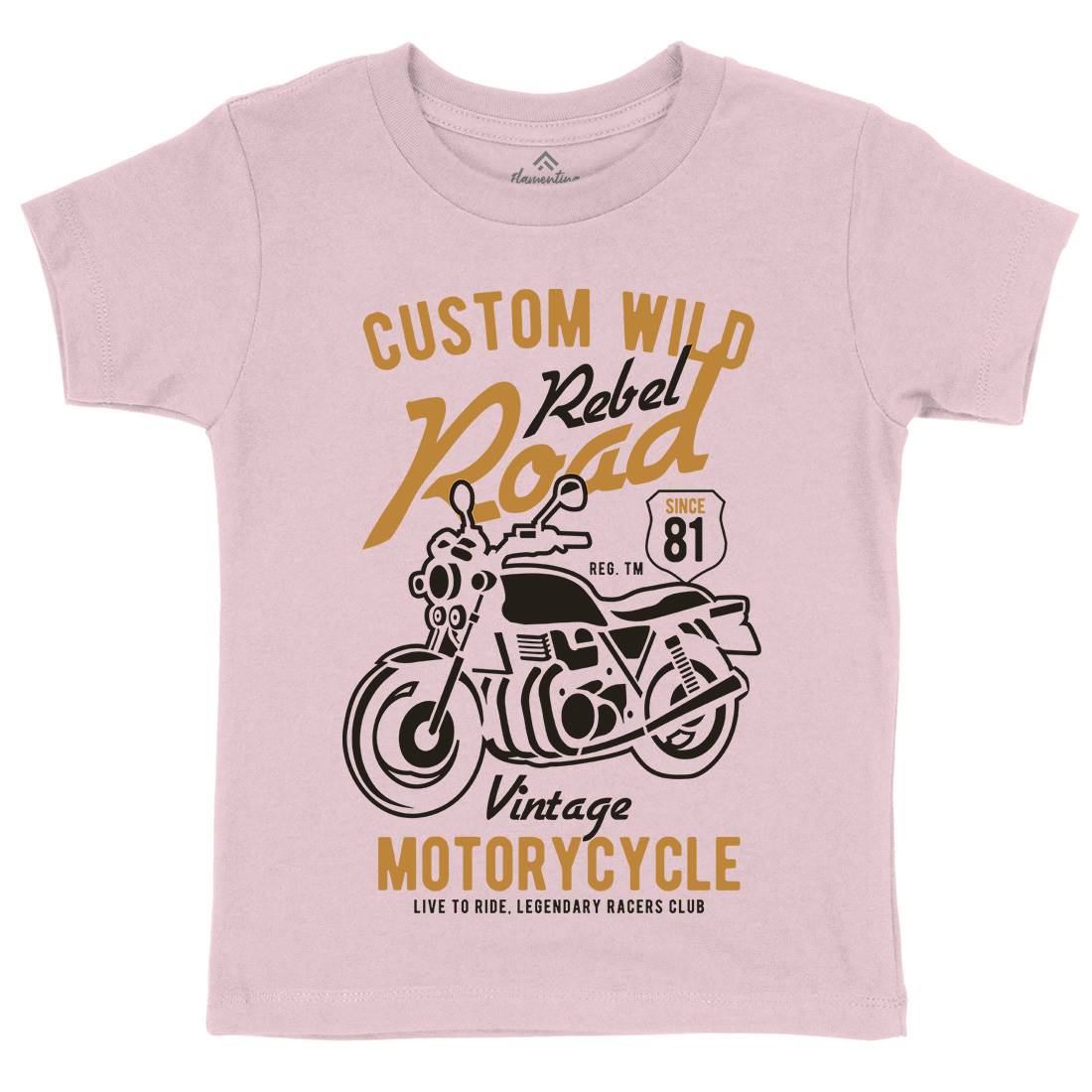 Custom Wild Kids Organic Crew Neck T-Shirt Motorcycles B399