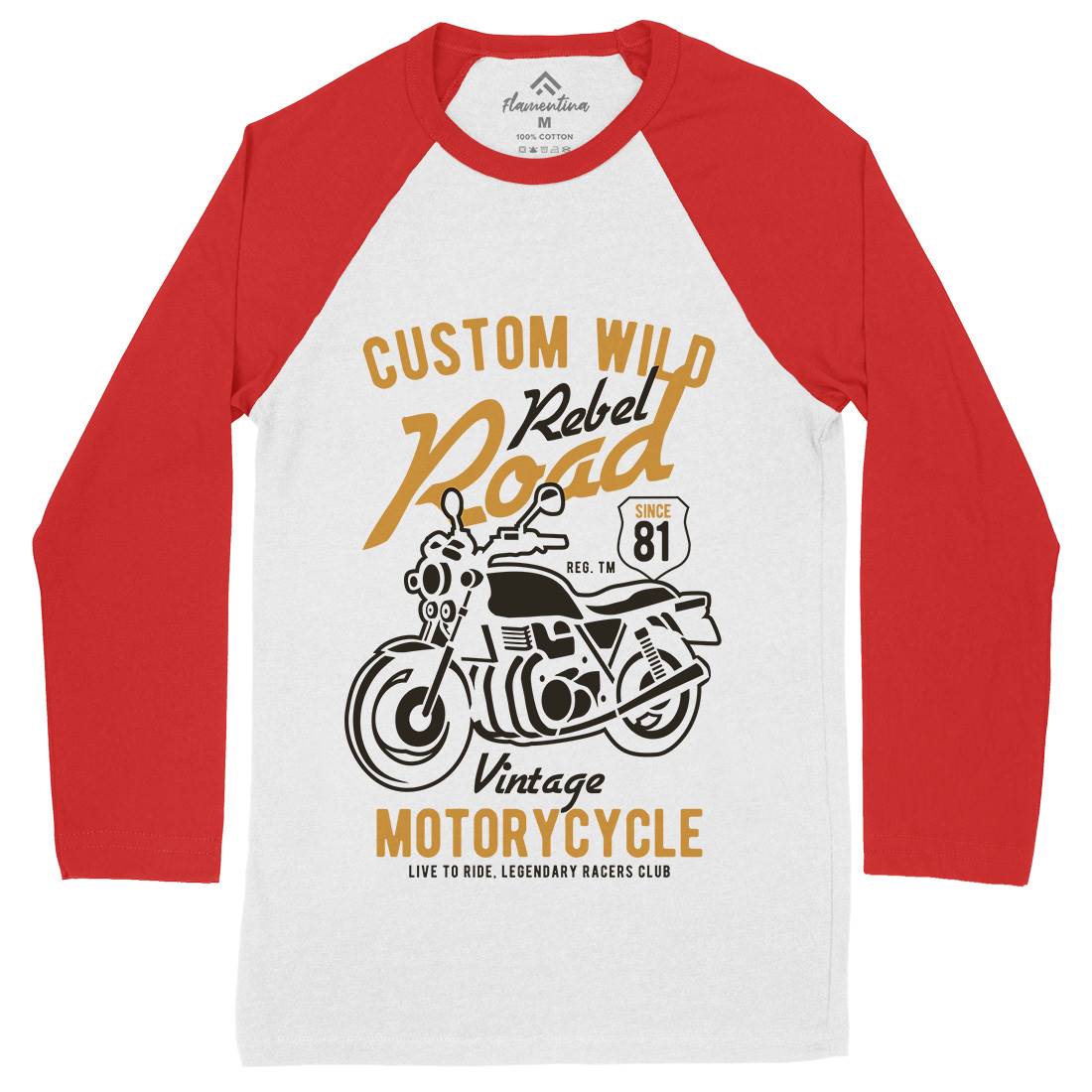 Custom Wild Mens Long Sleeve Baseball T-Shirt Motorcycles B399
