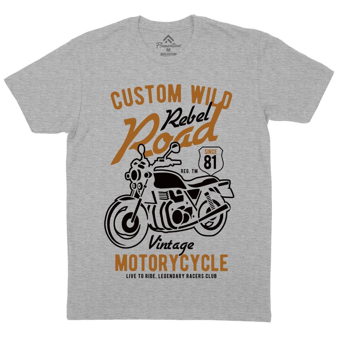 Custom Wild Mens Organic Crew Neck T-Shirt Motorcycles B399