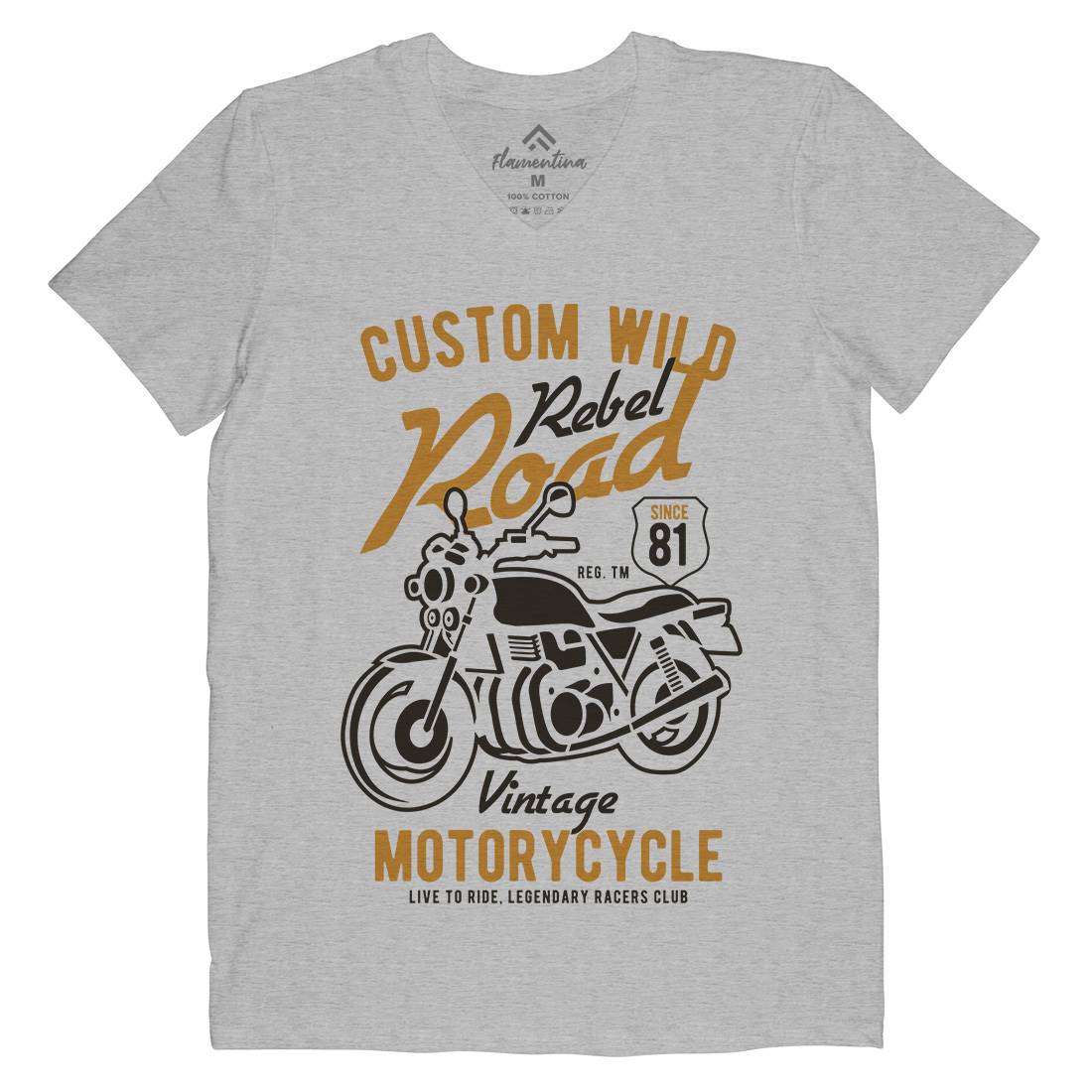 Custom Wild Mens Organic V-Neck T-Shirt Motorcycles B399