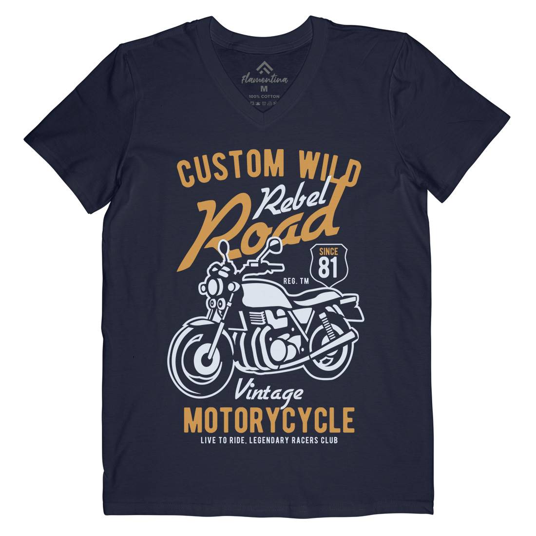 Custom Wild Mens Organic V-Neck T-Shirt Motorcycles B399