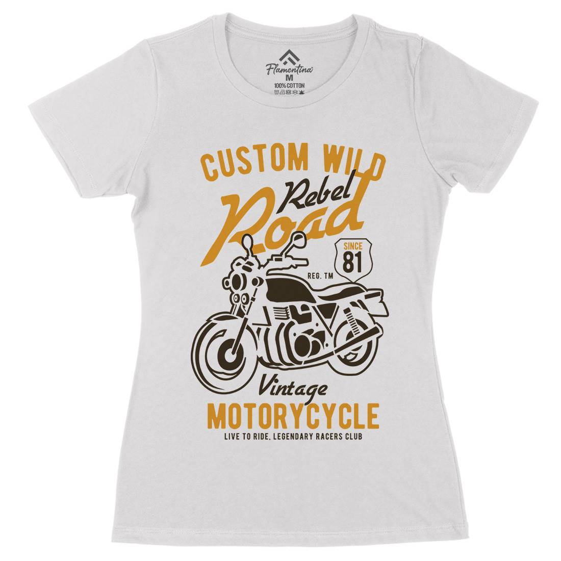 Custom Wild Womens Organic Crew Neck T-Shirt Motorcycles B399