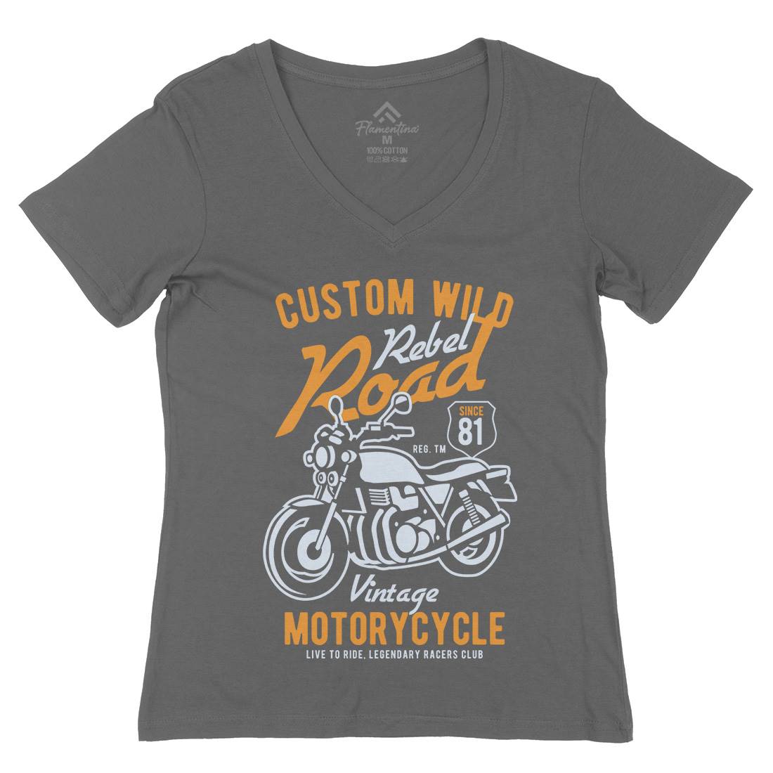 Custom Wild Womens Organic V-Neck T-Shirt Motorcycles B399