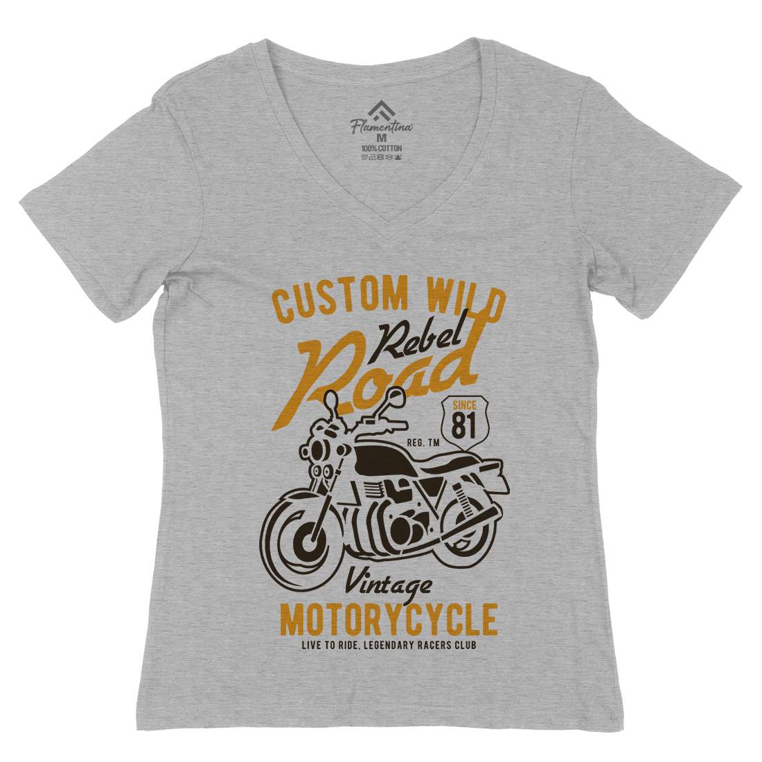 Custom Wild Womens Organic V-Neck T-Shirt Motorcycles B399