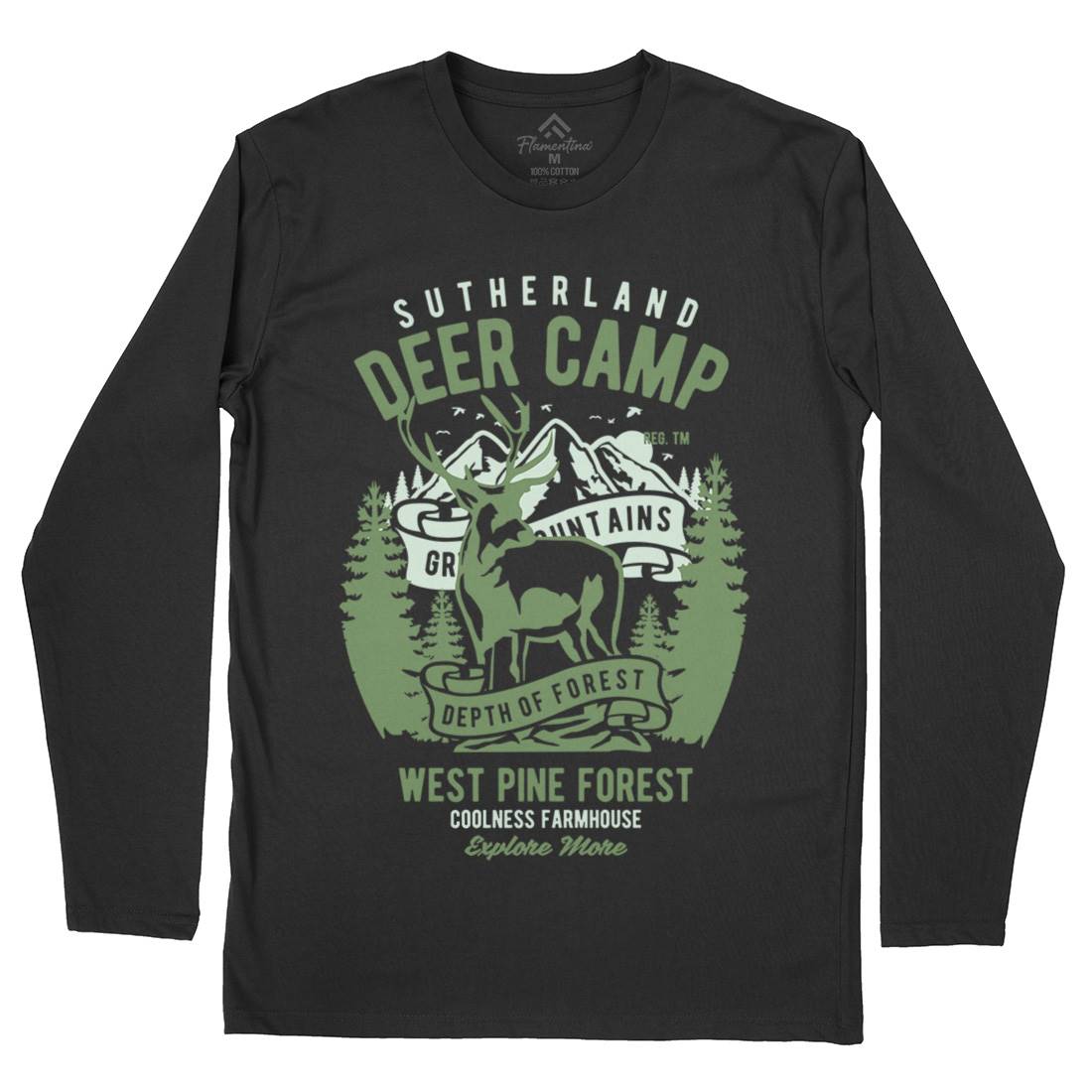 Deer Camp Mens Long Sleeve T-Shirt Animals B400