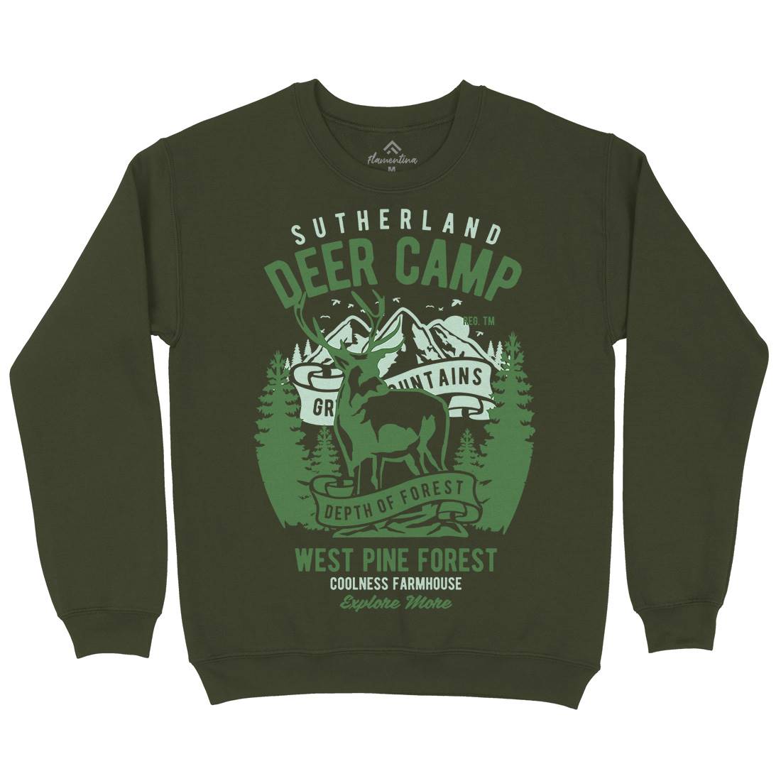 Deer Camp Mens Crew Neck Sweatshirt Animals B400