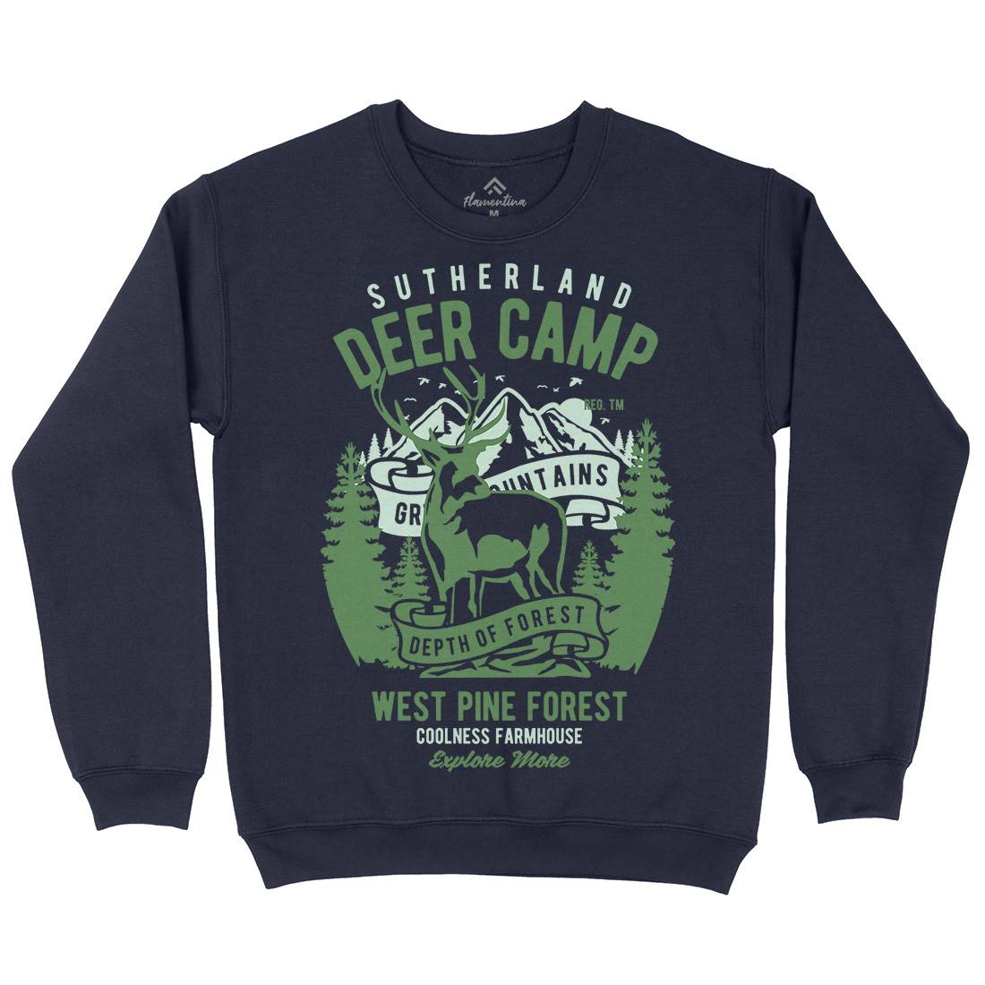 Deer Camp Mens Crew Neck Sweatshirt Animals B400
