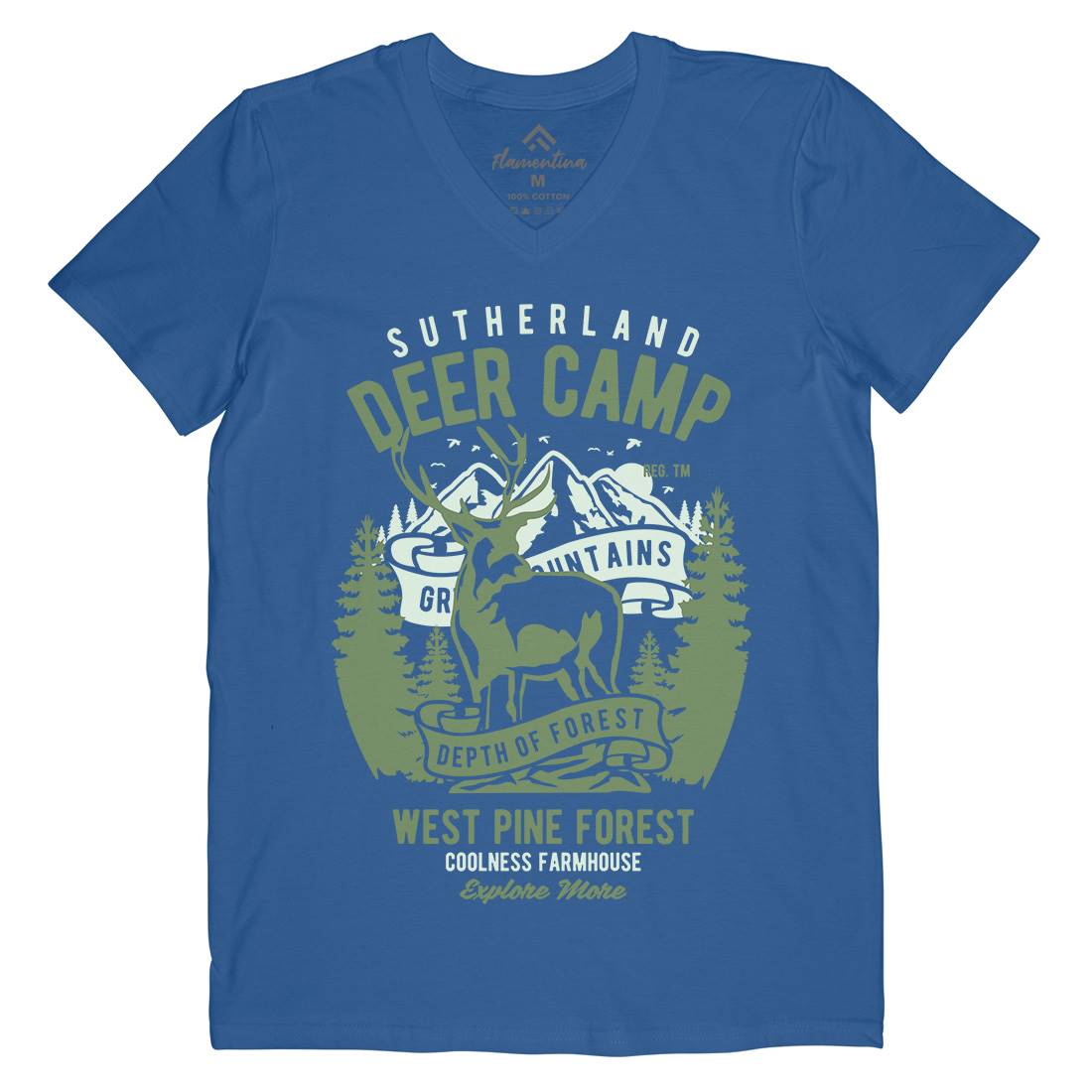 Deer Camp Mens V-Neck T-Shirt Animals B400