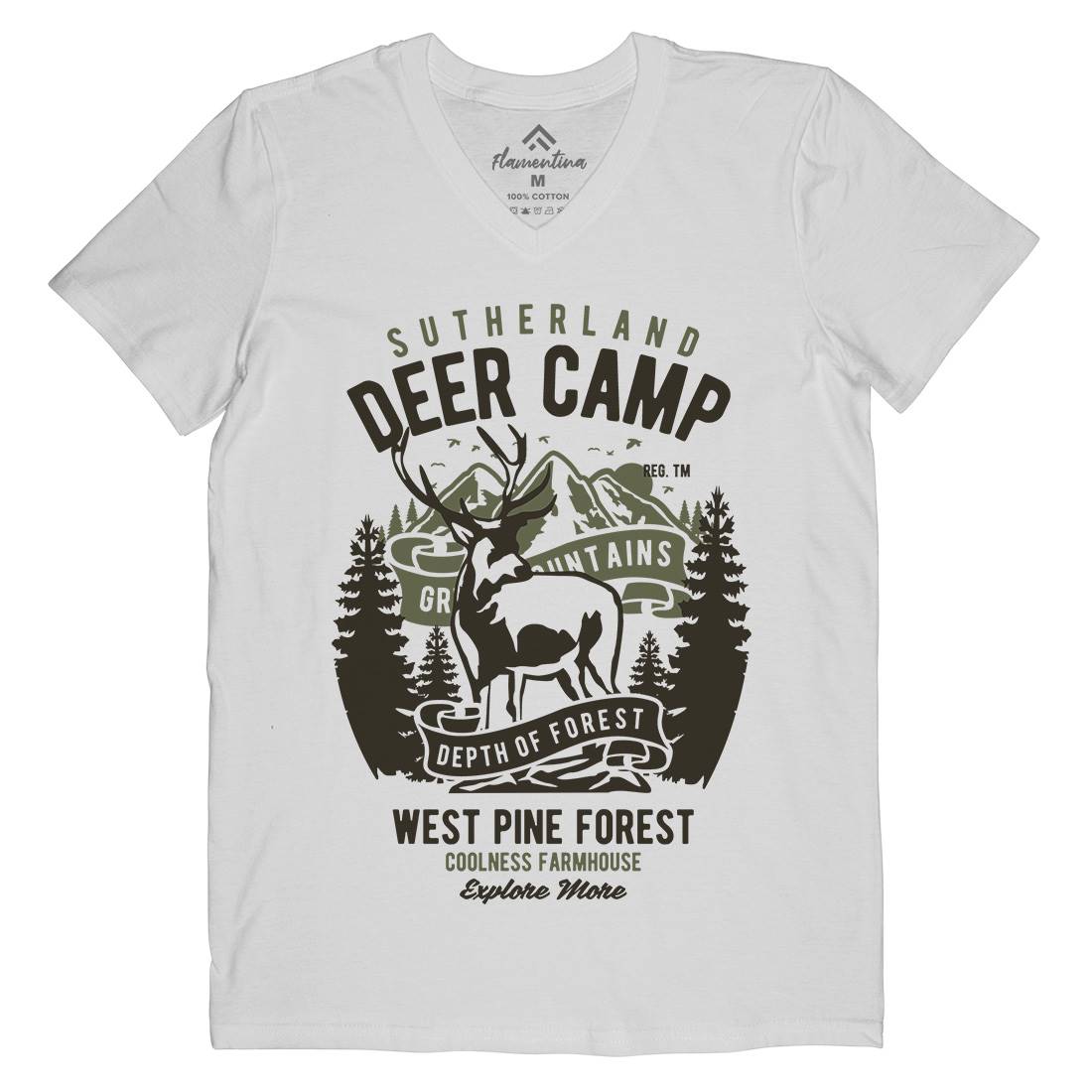 Deer Camp Mens V-Neck T-Shirt Animals B400