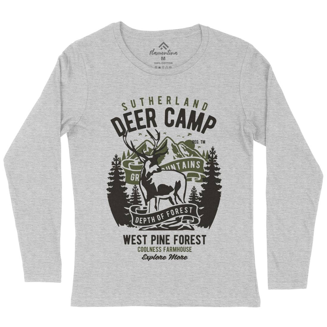 Deer Camp Womens Long Sleeve T-Shirt Animals B400
