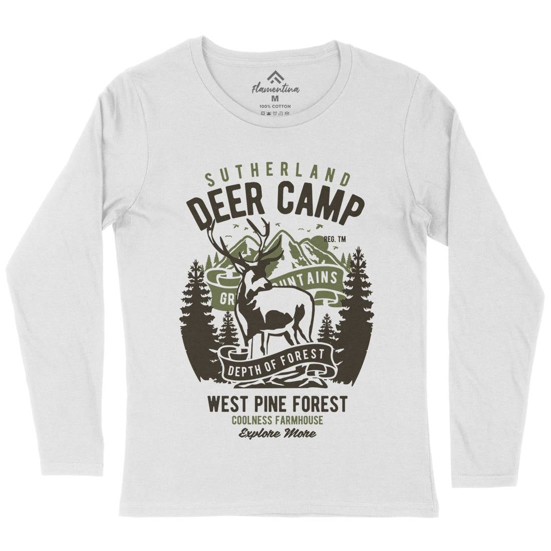 Deer Camp Womens Long Sleeve T-Shirt Animals B400