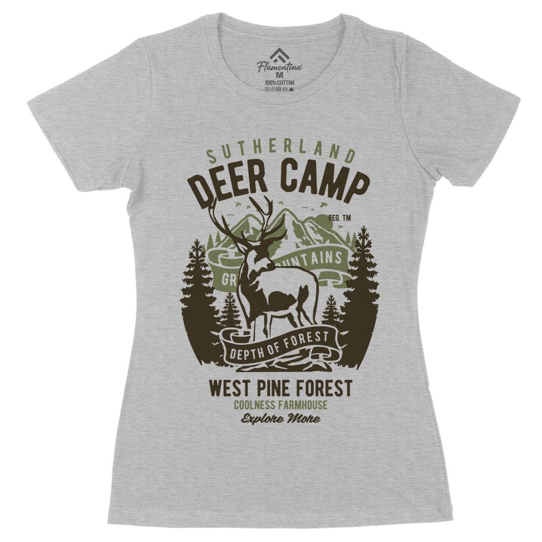 Deer Camp Womens Organic Crew Neck T-Shirt Animals B400