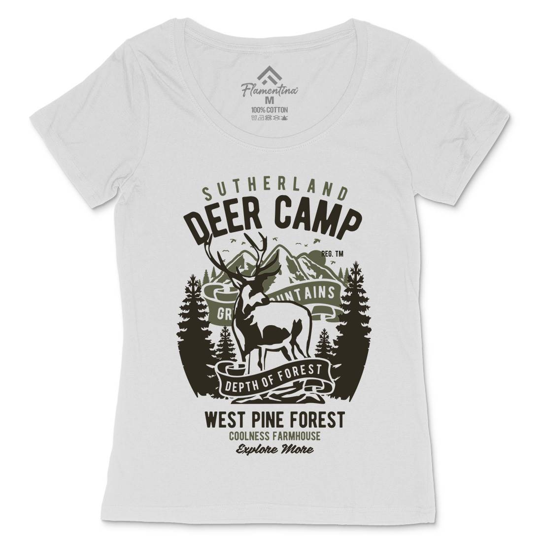 Deer Camp Womens Scoop Neck T-Shirt Animals B400