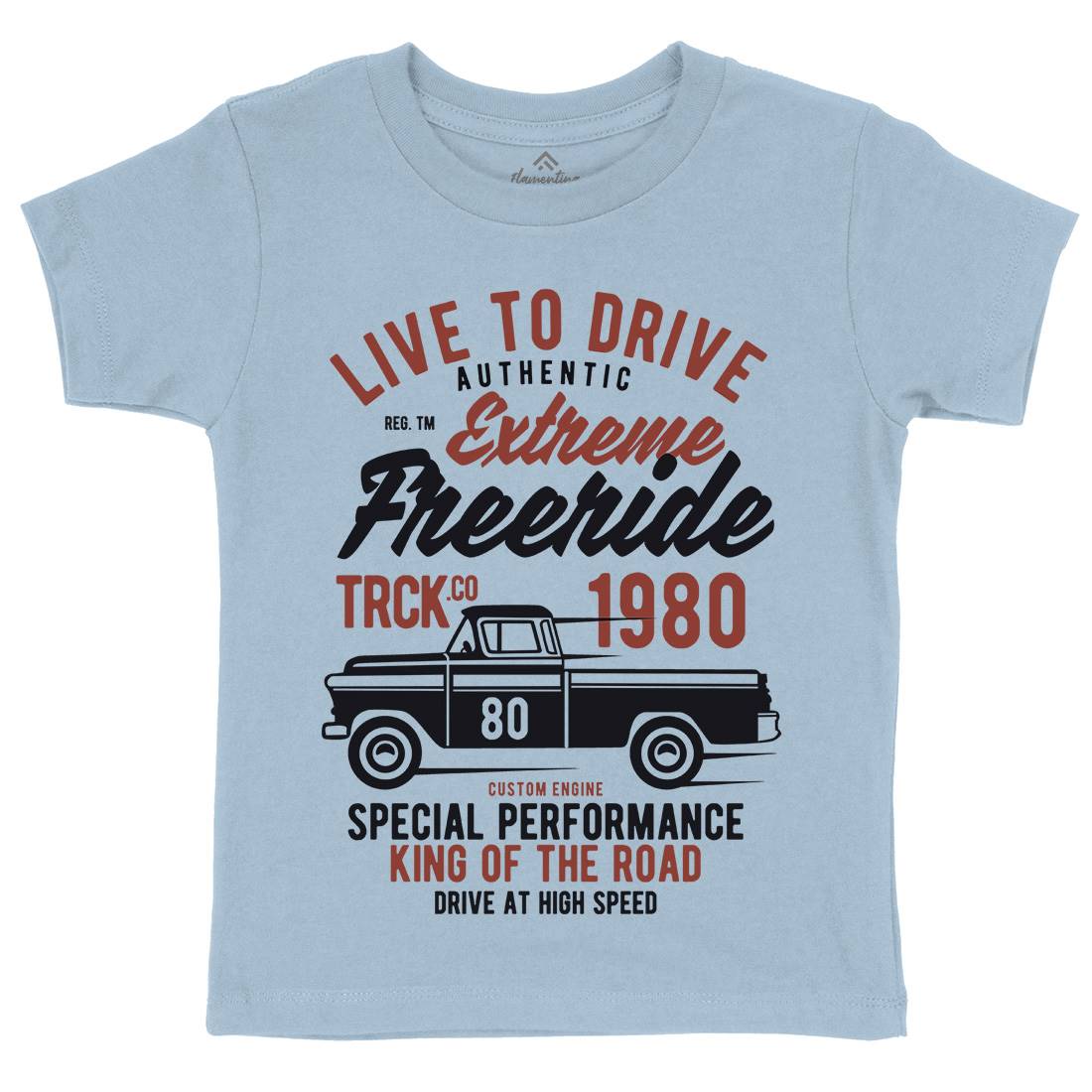 Extreme Freeride Truck Kids Organic Crew Neck T-Shirt Cars B401