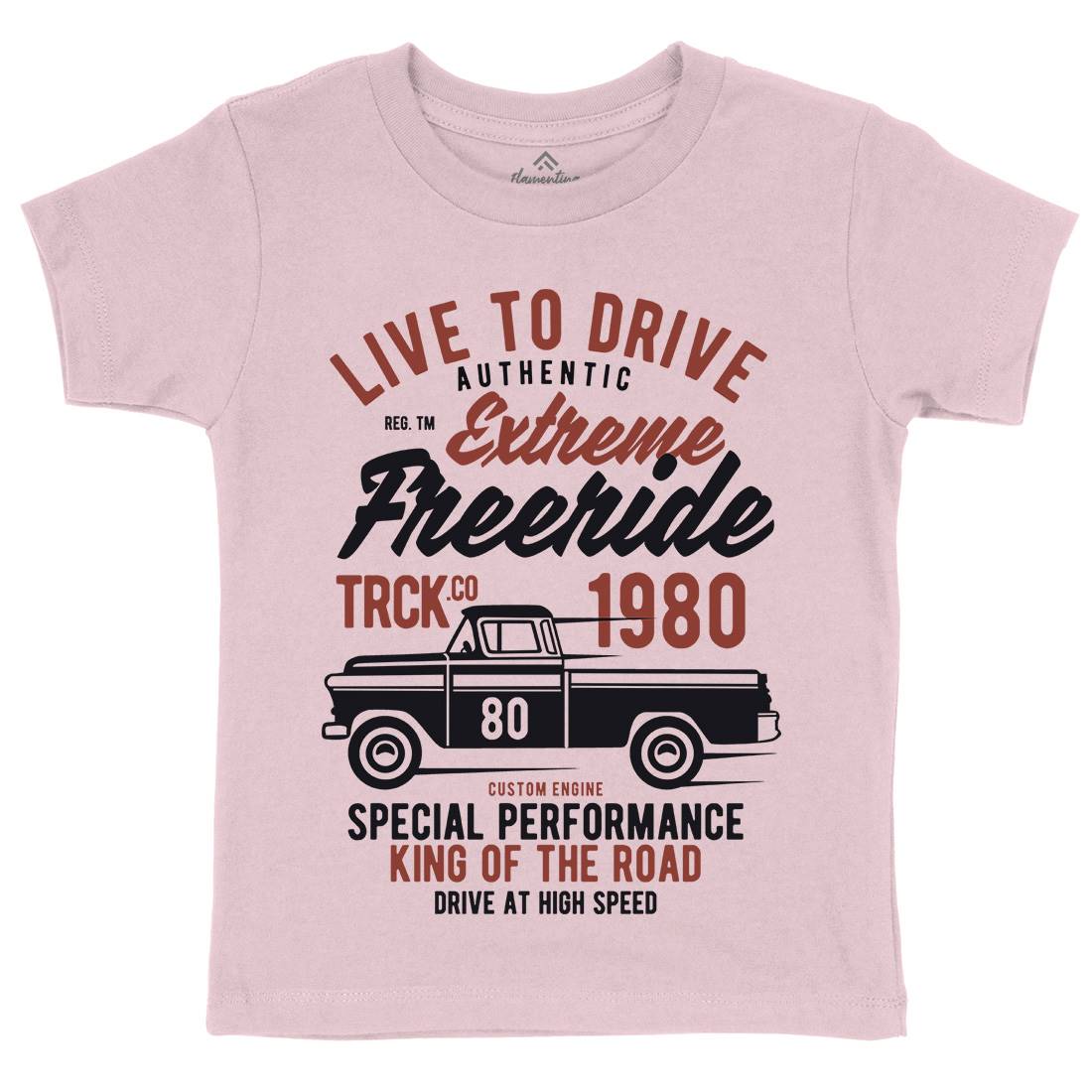 Extreme Freeride Truck Kids Organic Crew Neck T-Shirt Cars B401
